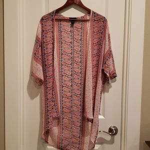 Kimono red white blue print